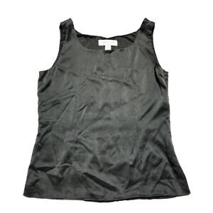 Vintage Valerie Stevens Black Boxy Silk Blouse Top Size 8 Classic